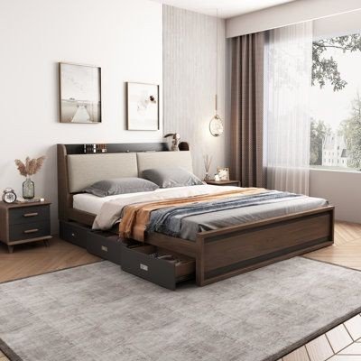 Premium Wooden Double Bed with Storage