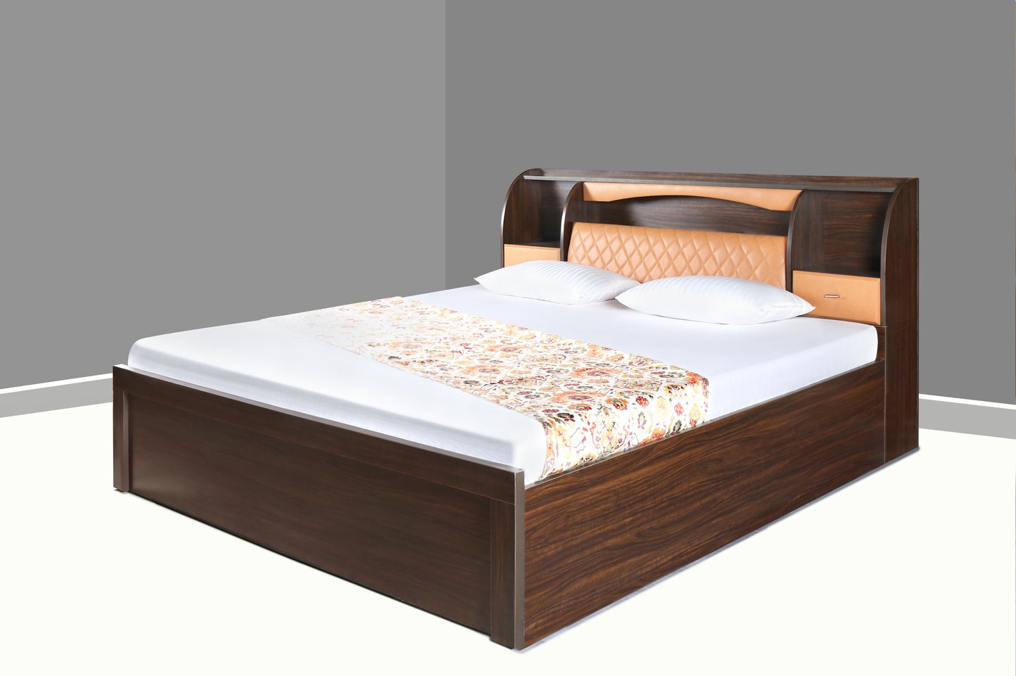 MDF Hydraulic Bed with Headboard Storage – Prelam Finish